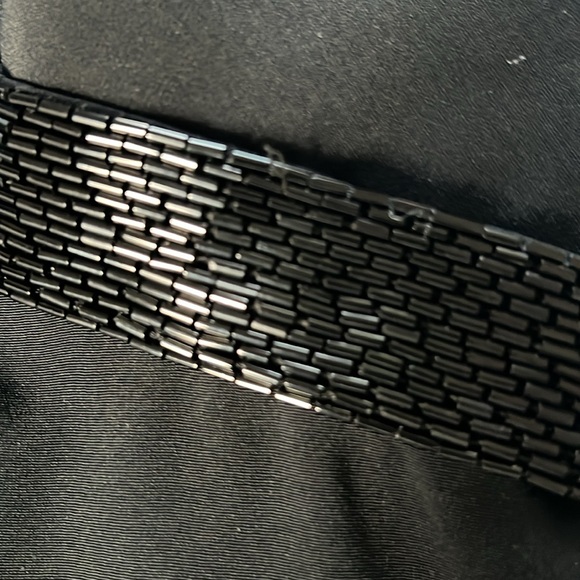 Vintage Cache Black Sheath Cocktail Mini Dress V Neck ThickStraps Beading Size 4 - Picture 14 of 17